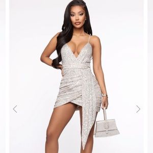 Silver Sequin Fashion Nova Dress 🤍